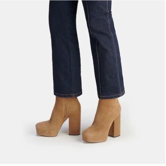 Coach Iona Platform Boots 10 Tan NWOT Suede Ankle Booties Heel Zip Glam Capsule - Picture 4 of 13